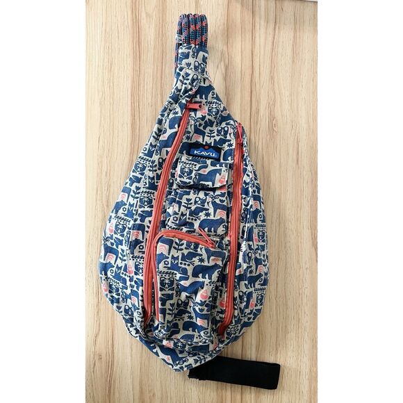Kavu Blue and Red Patterned Crossbody Bag - Picture 1 of 4